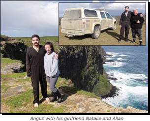 Angus the policeman of the Chatham Islands with girlfriend Natalie and Allan